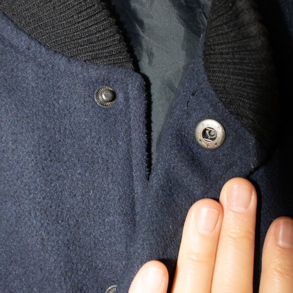 BDG Baseball Jacket, XS, Navy Tan & Black - Picture 4 of 8